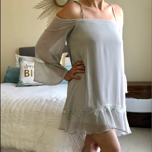Religion Dresses & Skirts - Grey Religion Cold Shoulder Lace Dress  XS/8/36